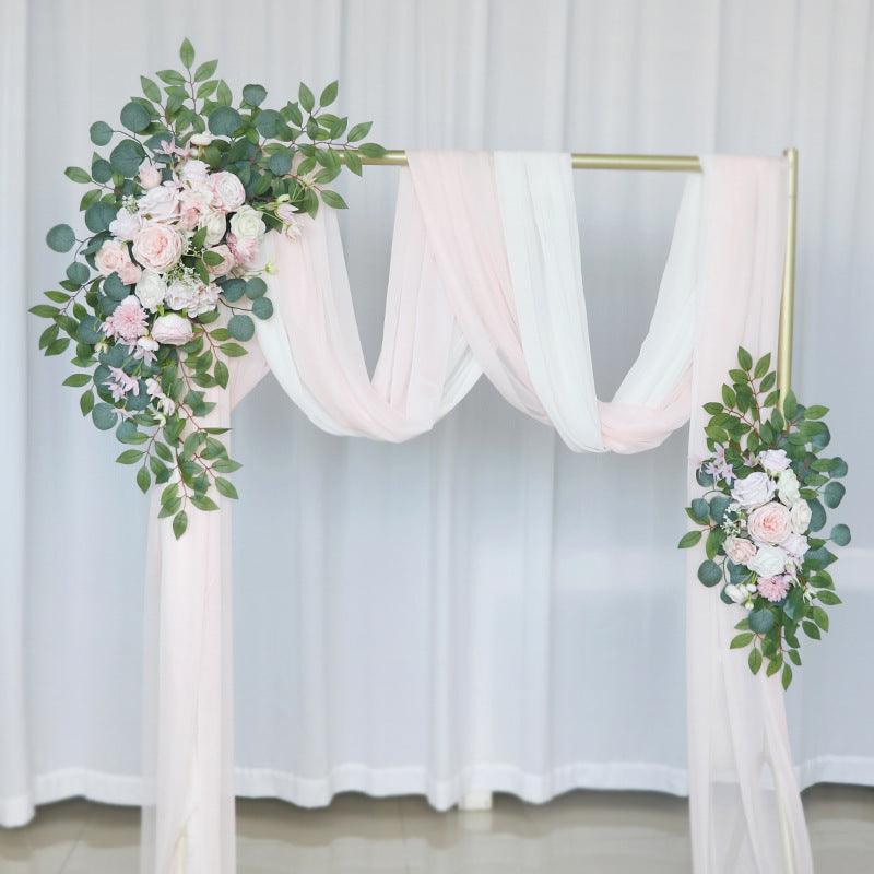 Pink Rose Wedding Arch Hanging Corner Floral Decorations